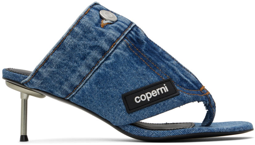 Sneakers och skor Coperni Open Thong Heeled Sandals Blå | COPSH51202