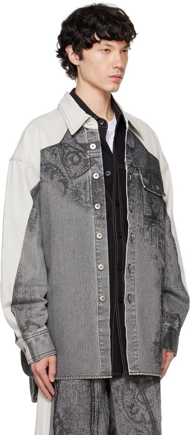 Skjorta Feng Chen Wang Feng Chen Wang Printed Denim Jacket Grå | FUF18JK04B, 1