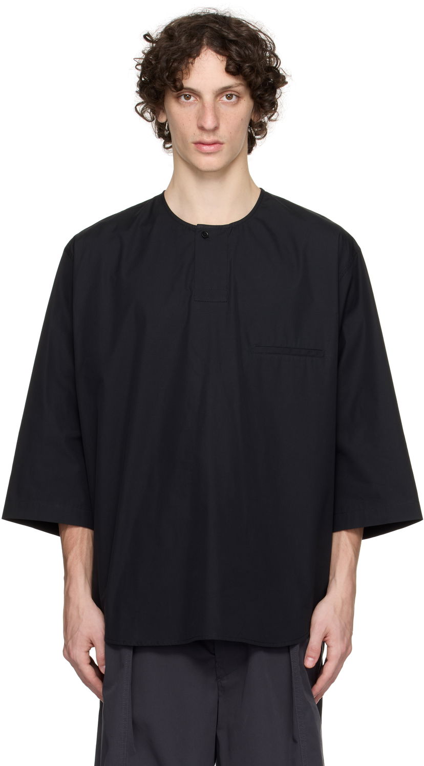 Skjorta LEMAIRE Lemaire Short Sleeve Henley Svart | TO1326 LF839