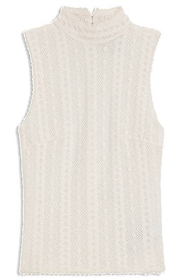 Linne BOSS Textured Mock Neck Sleeveless Top Vit | 50543556