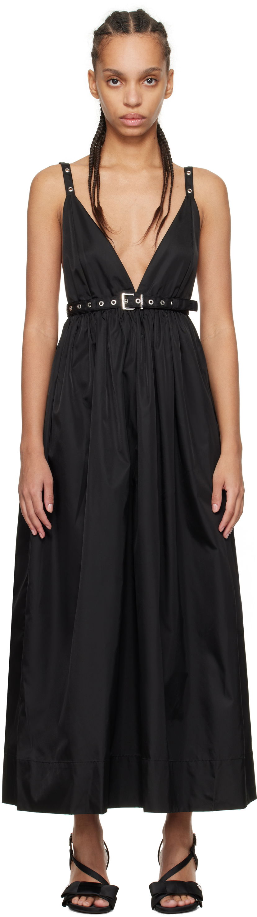 Klä GANNI GANNI Duchesse Nylon Strap Maxi Dress Svart | W0030
