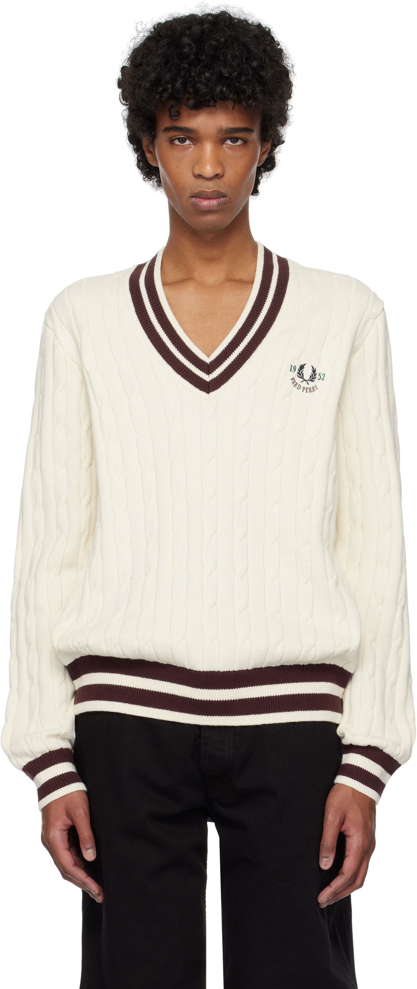 Sweater Fred Perry Fred Perry Cable Knit Tennis Sweater Vit | K9722