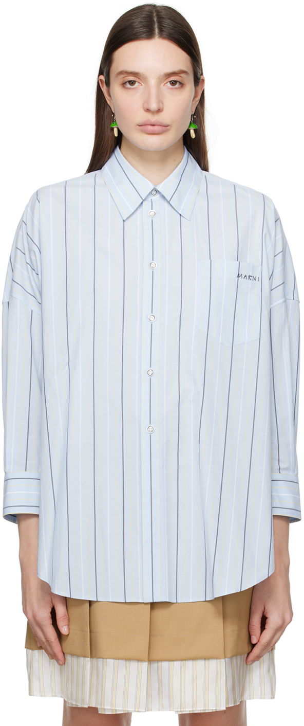 Skjorta Marni Striped Shirt Blå | CAMA0567S0 UTC313