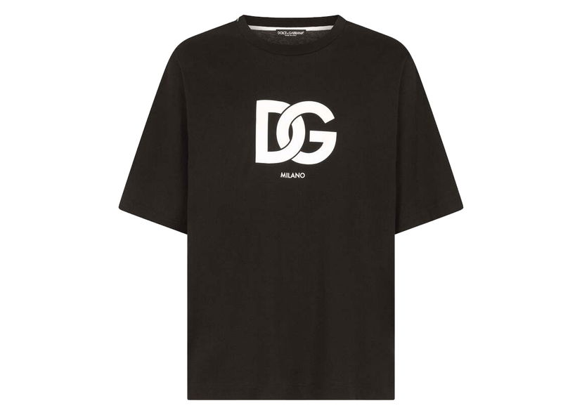 T-shirt Dolce & Gabbana Cotton DG Logo Print T-shirt Black Svart | G8OA3TFU7EQN0000