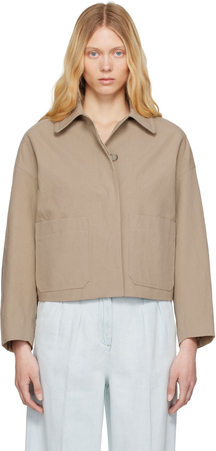 Jacka A.P.C. A.P.C. Bianca Cropped Jacket Beige | COGXT-F32005