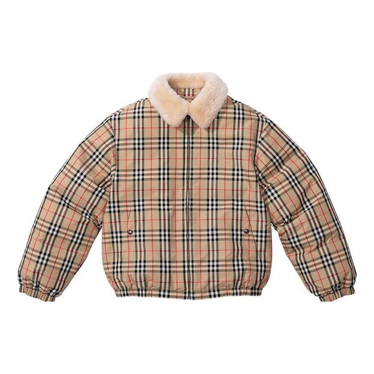 Bomberjacka Supreme Shearling Collar Down Puffer Jacket by Supreme x Burberry Beige | SUP-SS22-157