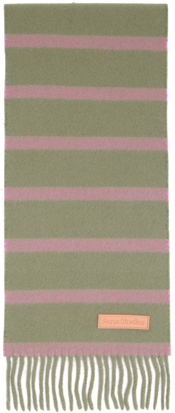 Kläder Acne Studios Green & Pink Striped Scarf Beige | CA0280-