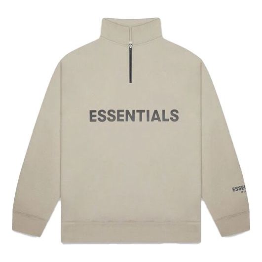 Sweatshirt Fear of God Essentials Half Zip Sweatshirt Beige | FOG-FW20-200