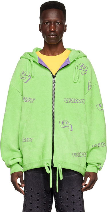 Sweatshirt We11done We11done Viscose Zip-Up Hoodie Grön | WD-KJ1-22-616-U-LM, 0