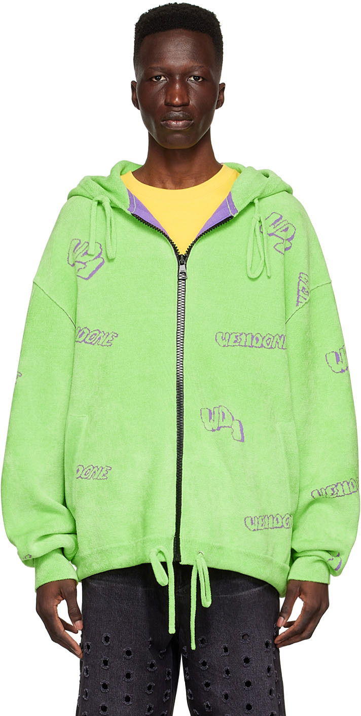 Sweatshirt We11done We11done Viscose Zip-Up Hoodie Grön | WD-KJ1-22-616-U-LM