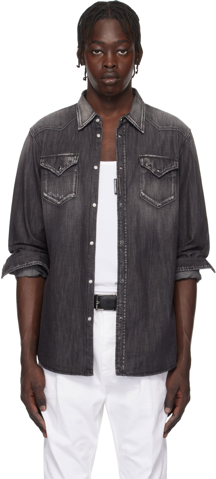 Skjorta DSQUARED2 Dsquared2 Classic Western Denim Shirt Grå | S74DM0848_S30826