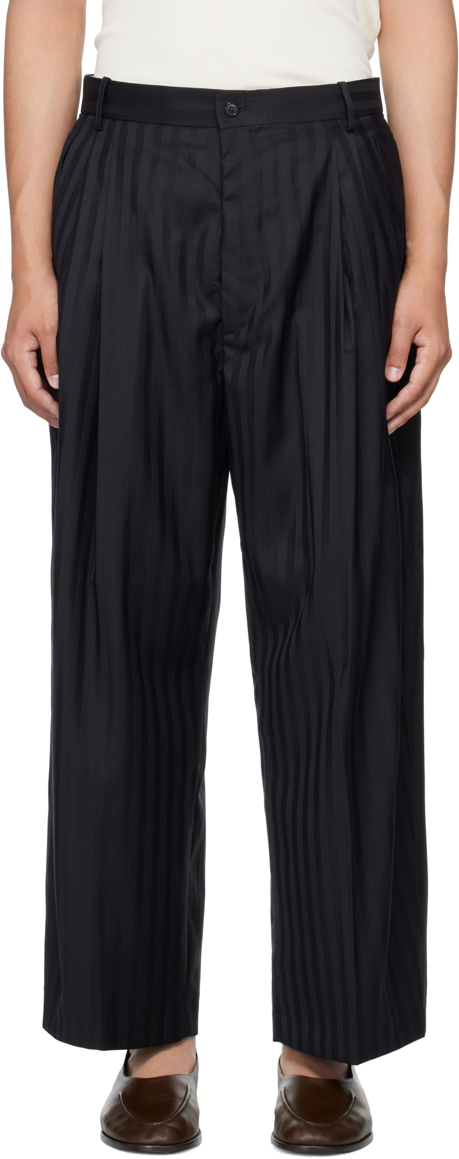 Byxor HED MAYNER Hed Mayner Wool Pleated Trousers Svart | HMMB30012A-HB210, 0