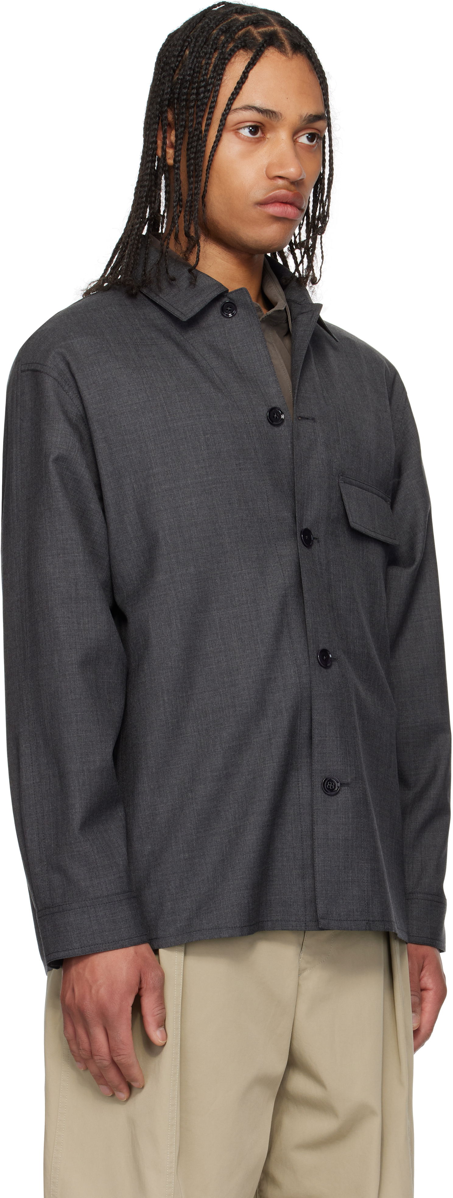 Skjorta LEMAIRE Lemaire Tailored Overshirt Grå | OV1012 LF1386, 1
