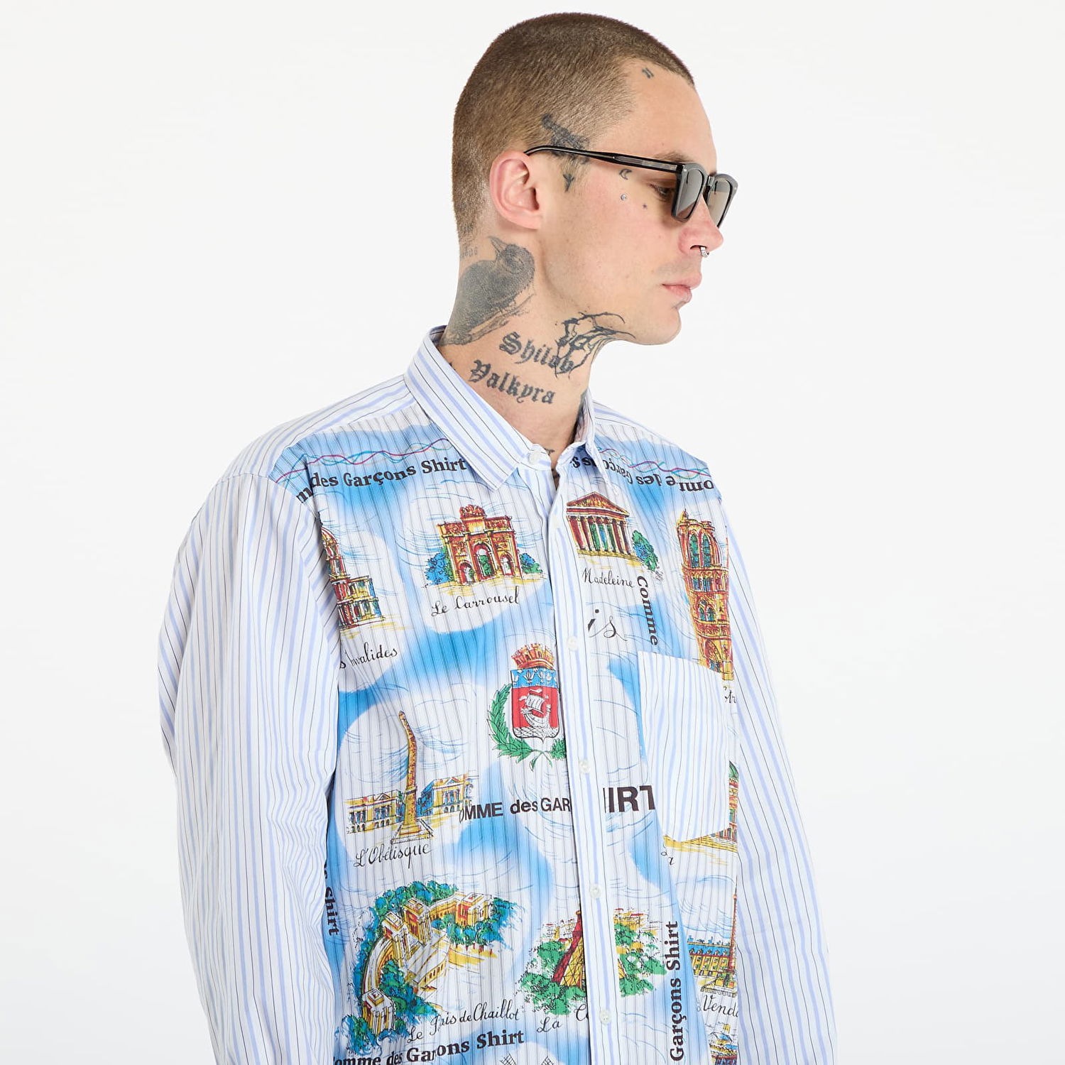 Skjorta Comme des Garçons Comme des Garçons SHIRT Striped Shirt With Paris Map Print Flerfärgad | FP-B058-W25 White, 1