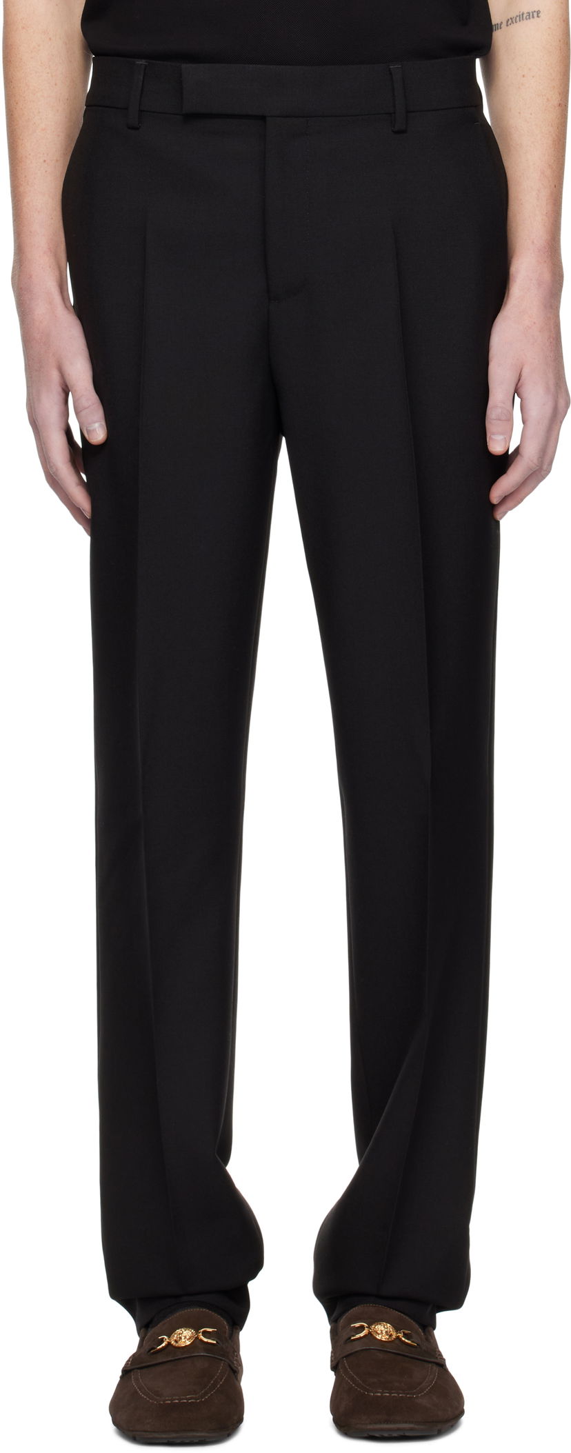 Byxor Versace Formal Mohair-Blend Trousers Svart | 1016648_1A11068