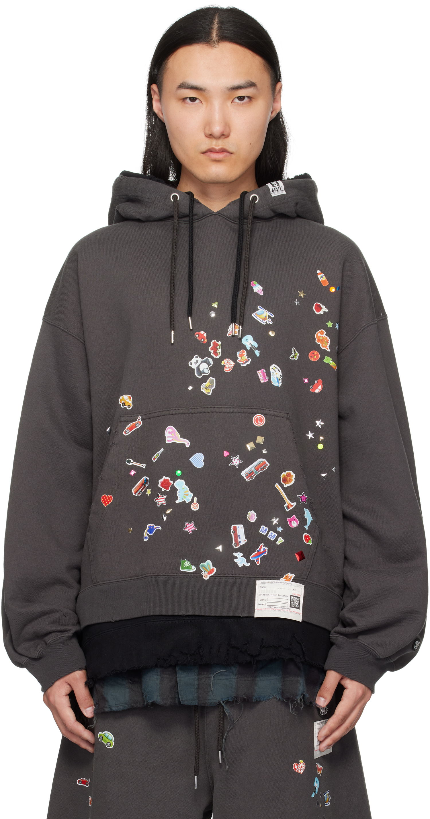 Sweatshirt Maison MIHARA YASUHIRO Maison MIHARA YASUHIRO Triple Layered Graphic Hoodie Grå | A14HD551, 0