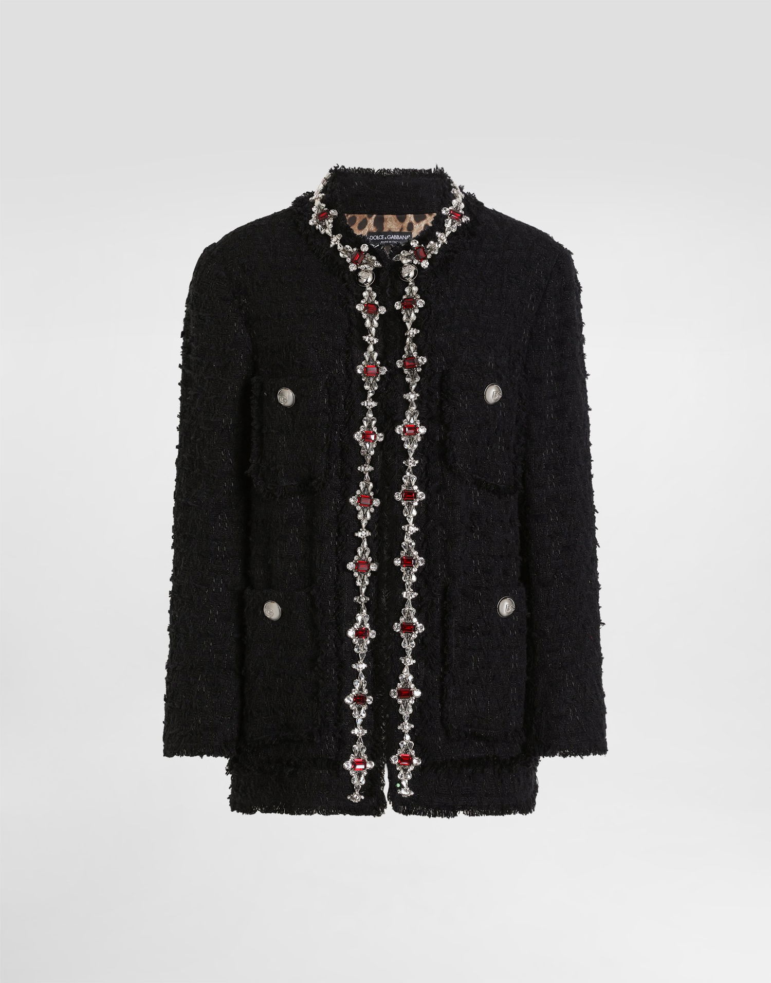 Jacka Dolce & Gabbana Dolce & Gabbana Wool Jacket with Jeweled Trim Svart | F29TYZFUTBIN0000, 0