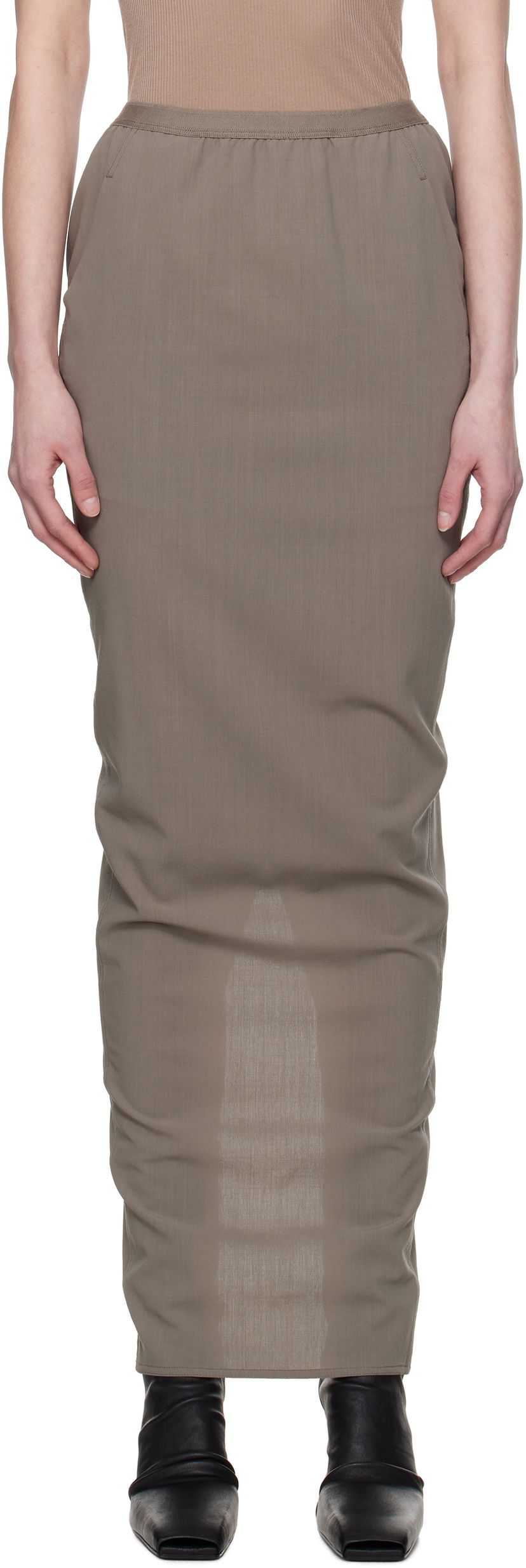 Kjol Rick Owens Rick Owens Hollywood Soft Pillar Maxi Skirt Brun | RP01E7331 WLP