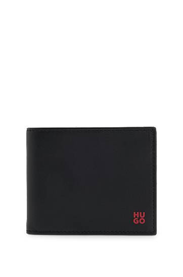 Plånbok BOSS Leather wallet with stacked logo Svart | 50548300