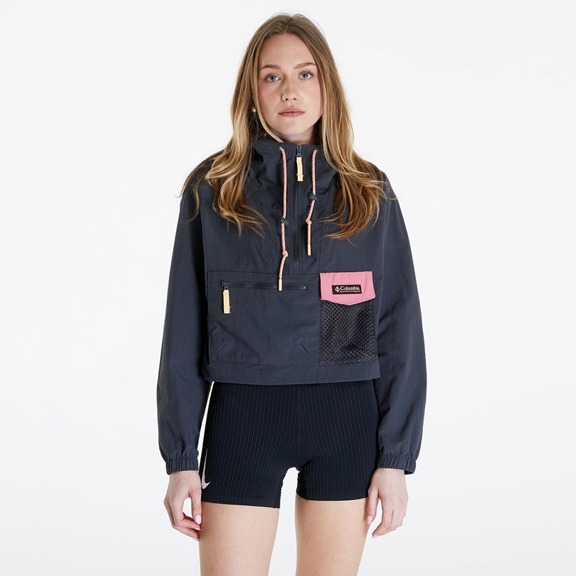 Jacka Columbia Painted Peak Cropped Wind Jacket Shark/ Pink Agave Svart | 2072211011