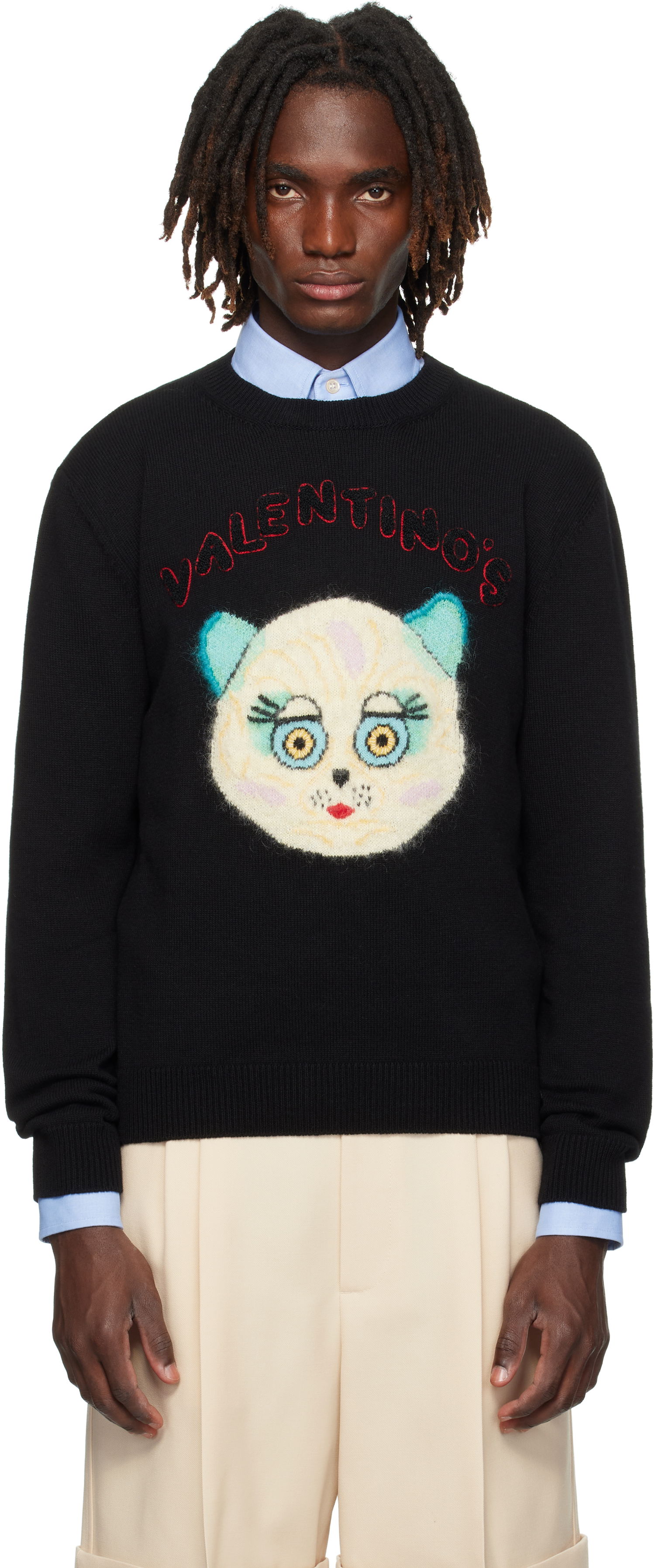 Sweater Valentino Valentino 'Le Chat De La Maison' Patch Sweater Svart | 7V3KC35IB2V, 0