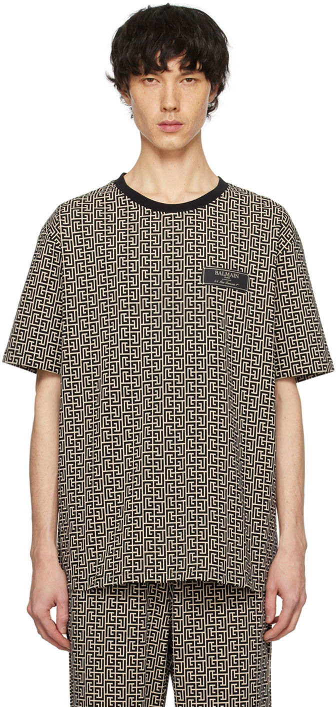 T-shirt Balmain Monogram T-Shirt Svart | CH1EG000JC97