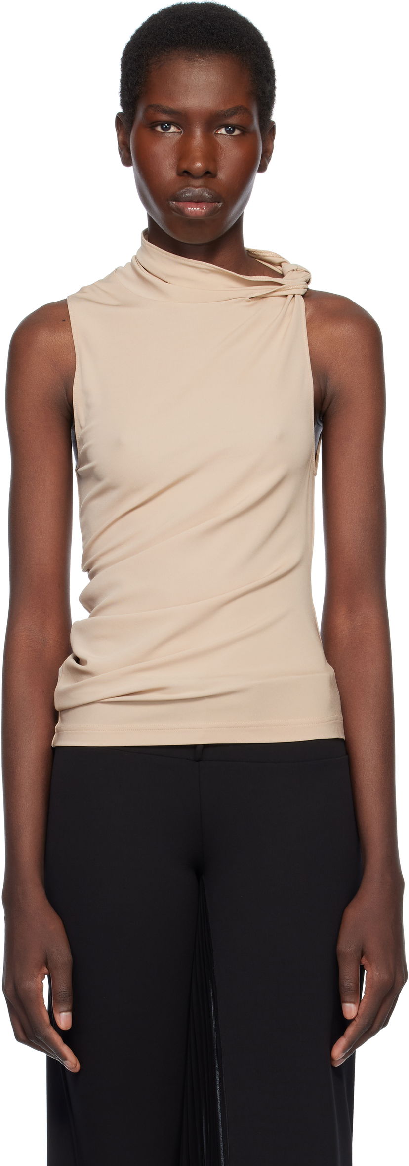 Linne Courrèges Courrèges Draped Jersey Tank Top Beige | 125JDE120JS0145