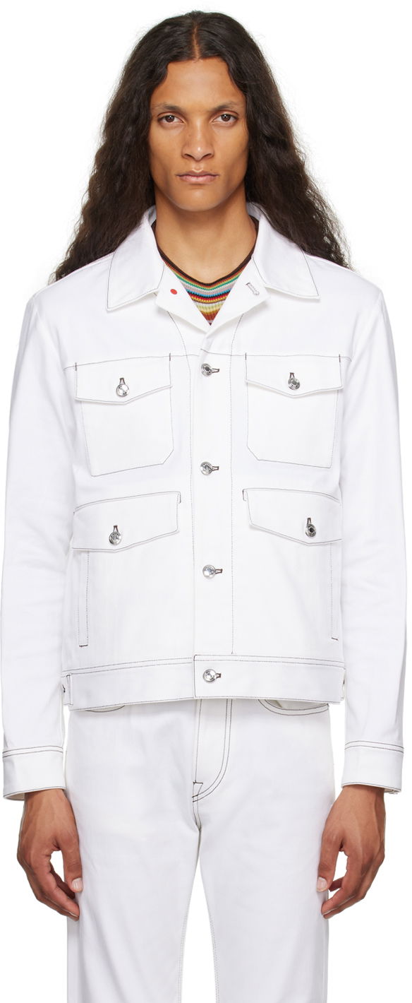 Jacka Paul Smith Paul Smith Western Denim Jacket Vit | M1R-530Y-L02116-01