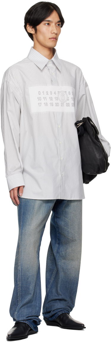 Skjorta Maison Margiela MM6 Maison Margiela Striped Long Sleeve Shirt Vit | SH0NH0014 M35474, 3