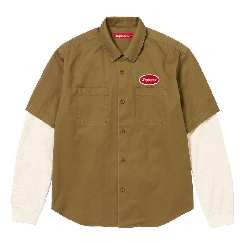 Skjorta Supreme Thermal Sleeve Work Shirt Brun | SUP-FW23-121
