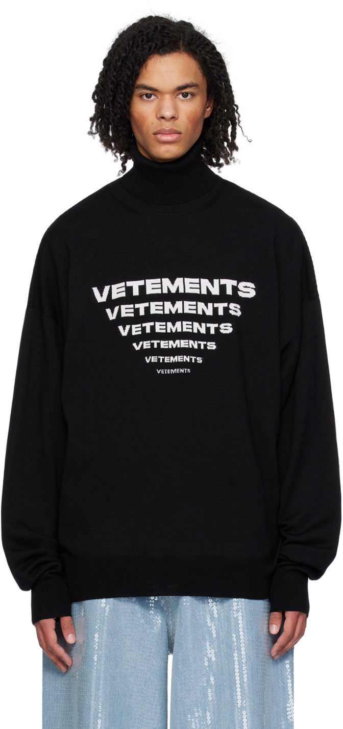 Sweater VETEMENTS Jacquard Sweater Svart | UE64KN600B, 0