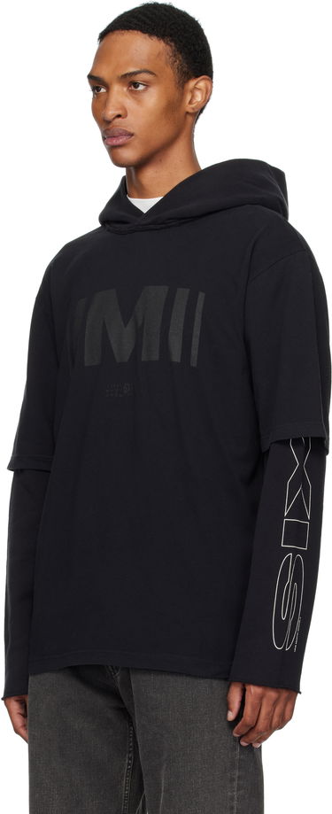 Sweatshirt Maison Margiela MM6 Maison Margiela Printed Layered Hoodie Svart | SH0GU0032 M20050, 3