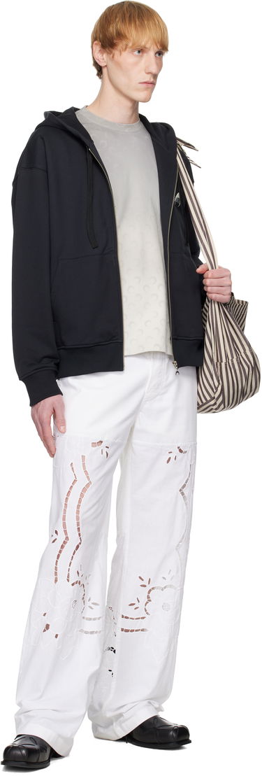 Byxor Marine Serre Marine Serre Regenerated Household Linen Wide Leg Trousers Vit | UPA056A UWOV0007, 3