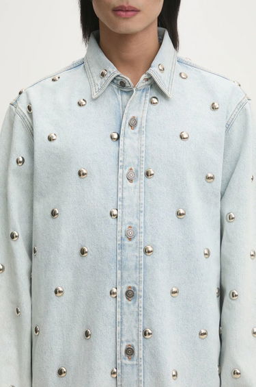 Skjorta Fiorucci Fiorucci Relaxed Studded Denim Shirt Blå | U01FMDSI074DN01DN08, 3