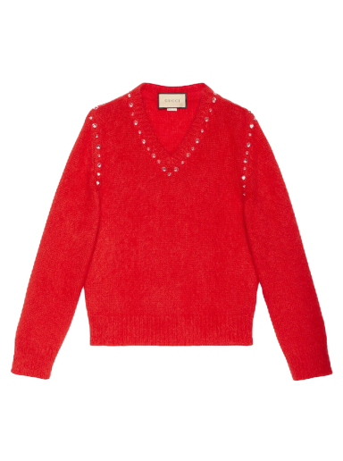 Sweater Gucci Mohair With Studs Crewneck Röd | 721152 XKCQM 6429