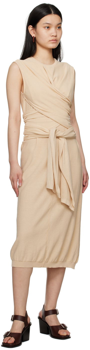 Klä LEMAIRE Midi Dress With Knot Beige | DR1022 LK116, 3