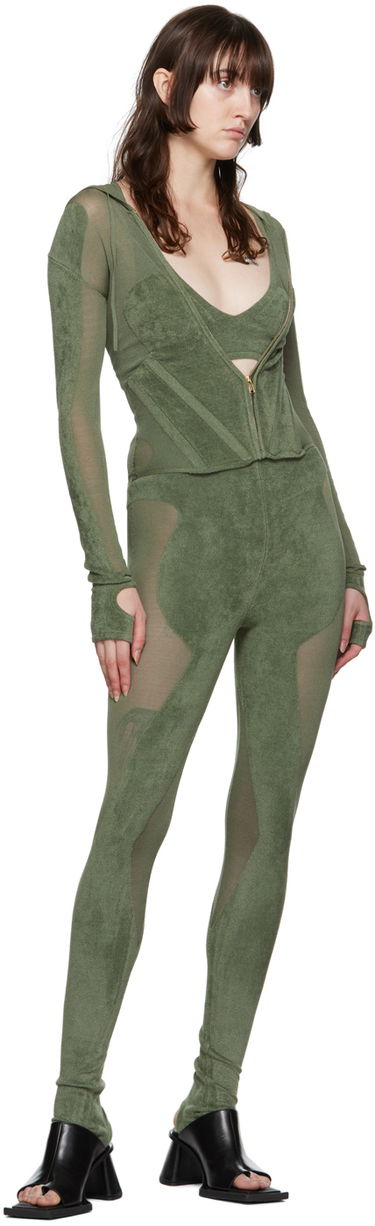 Sweatshirt Dion Lee Paneled Zip-Up Hoodie Grön | C7075P22, 3
