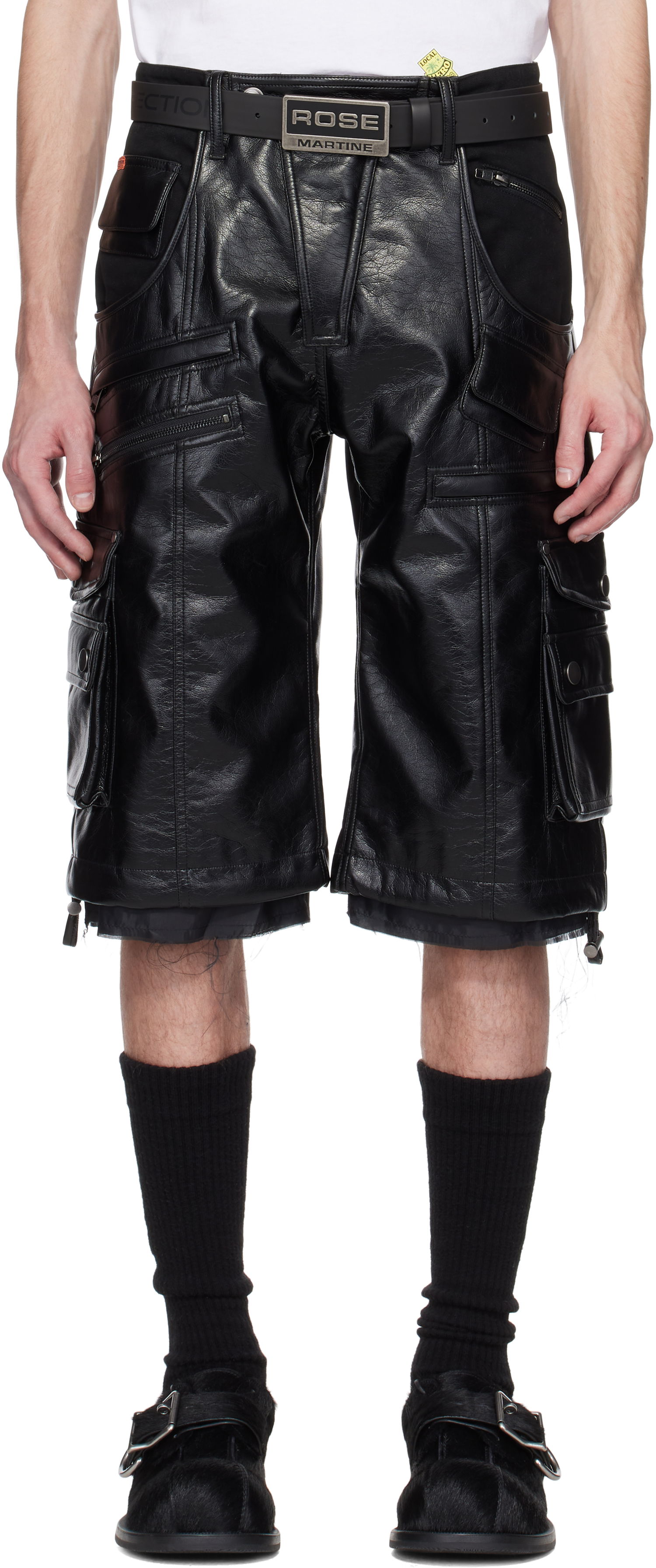 Shorts Martine Rose Martine Rose Faux-Leather Utility Shorts Svart | 540LP02001, 0
