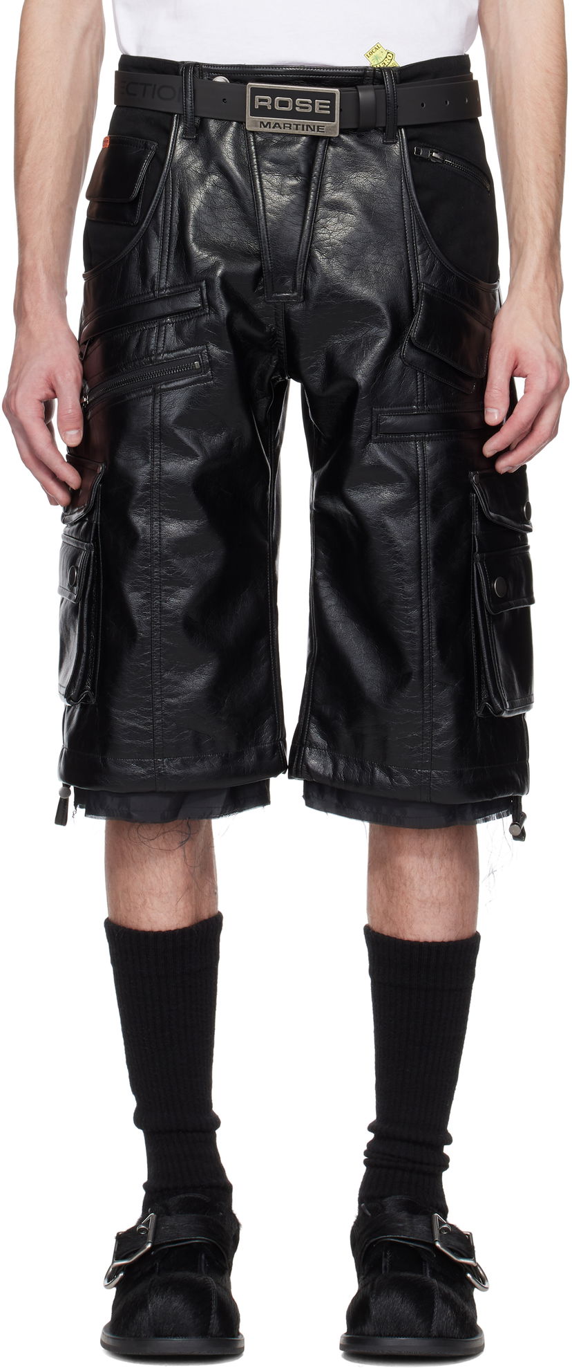 Shorts Martine Rose Martine Rose Faux-Leather Utility Shorts Svart | 540LP02001