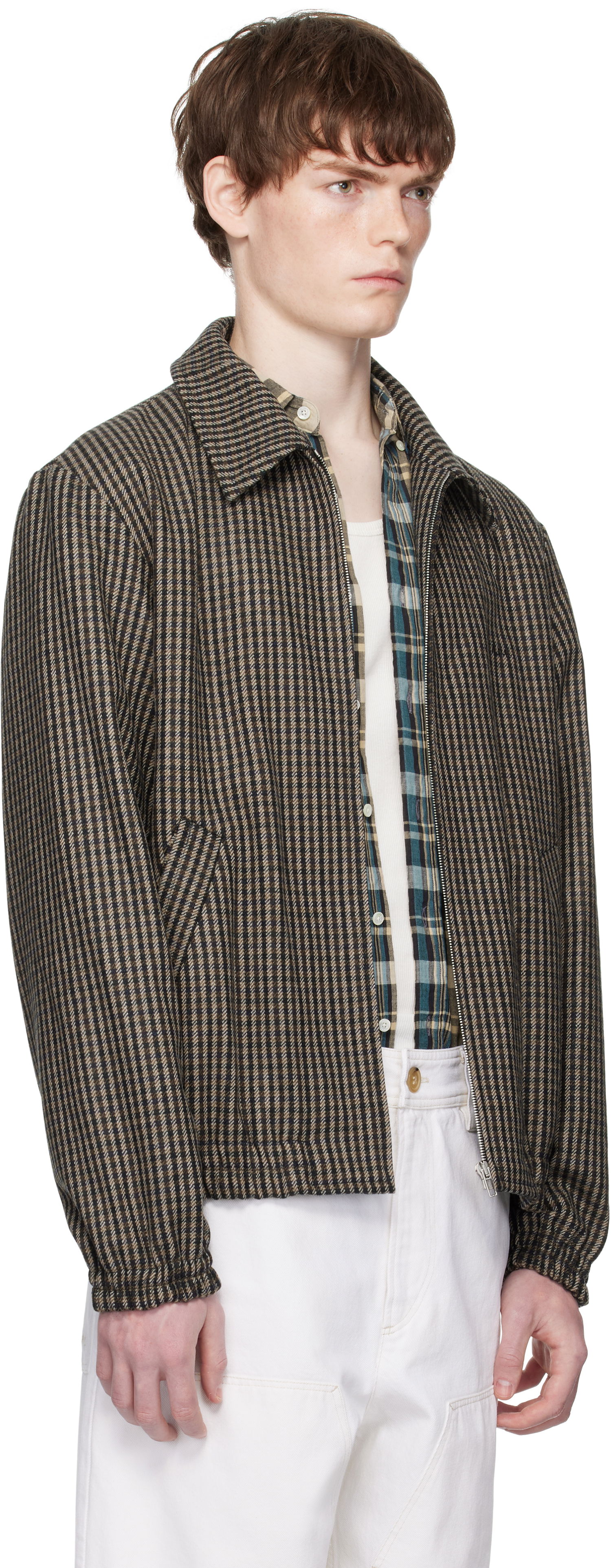 Jacka A.P.C. A.P.C. Gilbert Houndstooth Zip Jacket Brun | WOASP-M32018, 1