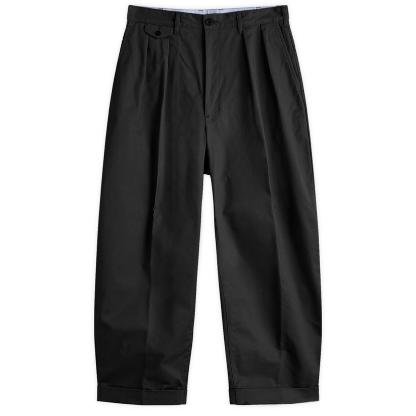 Byxor BEAMS Beams Plus 2 Pleat Chino Trousers, Size Large Svart | 3823-0097-874-19
