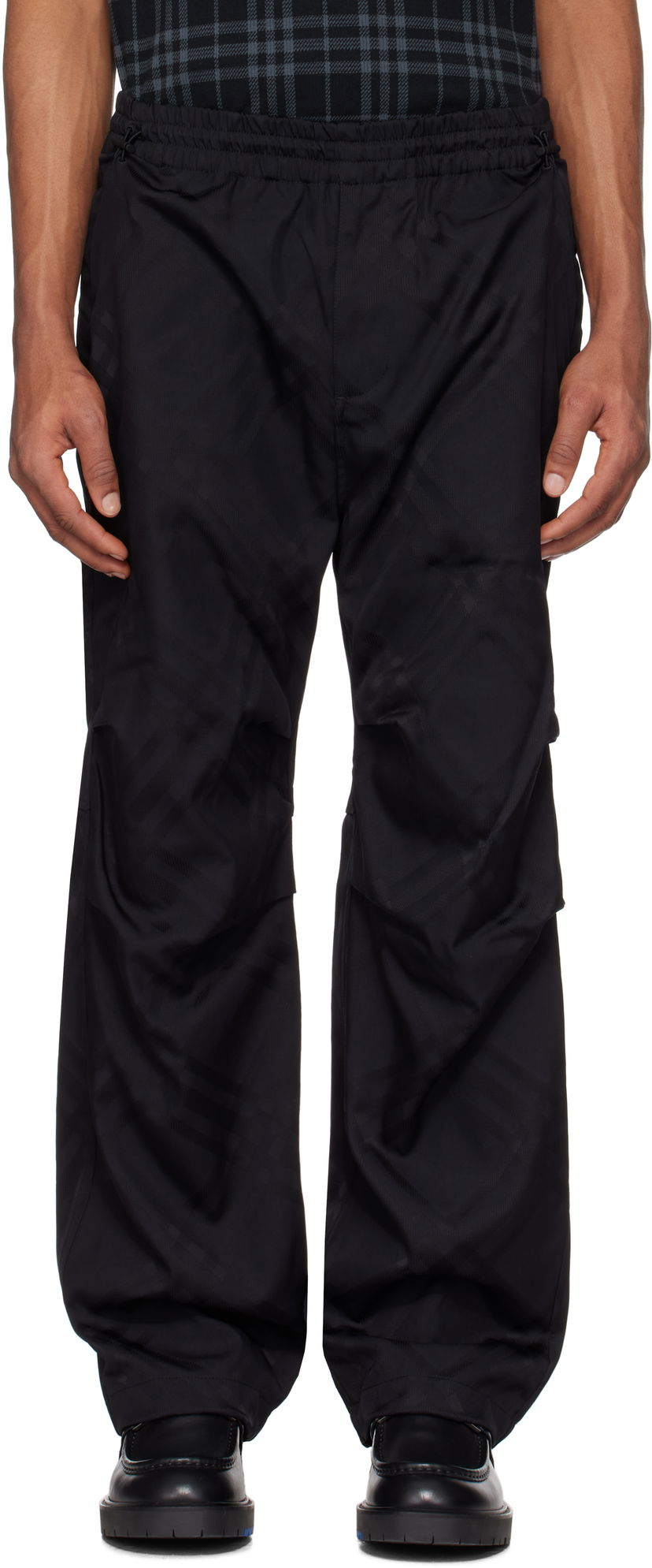 Cargo byxor Burberry Burberry Check Nylon Track Pants Svart | 8103963