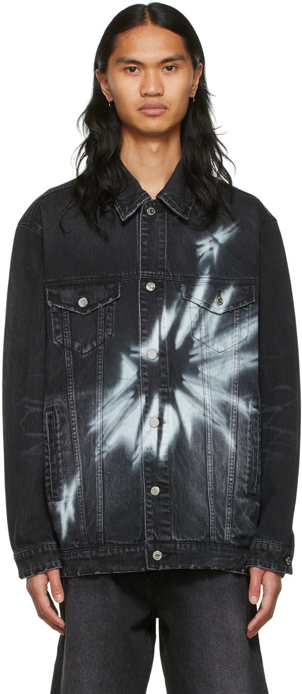 Jacka We11done We11done Graphic Print Denim Jacket Svart | WD-DJ1-22-356-U-WB