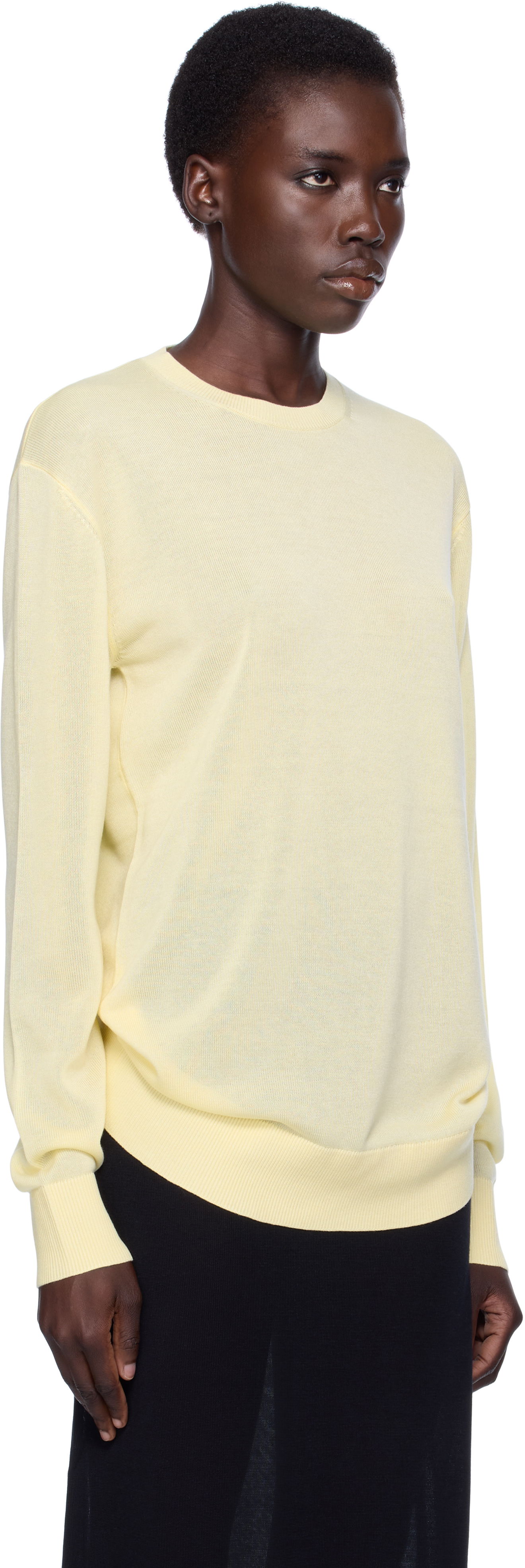 T-shirt TOTEME TOTEME Knit Long Sleeve Tee Gul | 253-WRT0604-YA0079, 1
