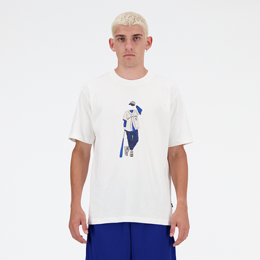 T-shirt New Balance Men's NB Athletics Baseball Style Relaxed Tee Sea Salt Vit | MT41577-SST, 3