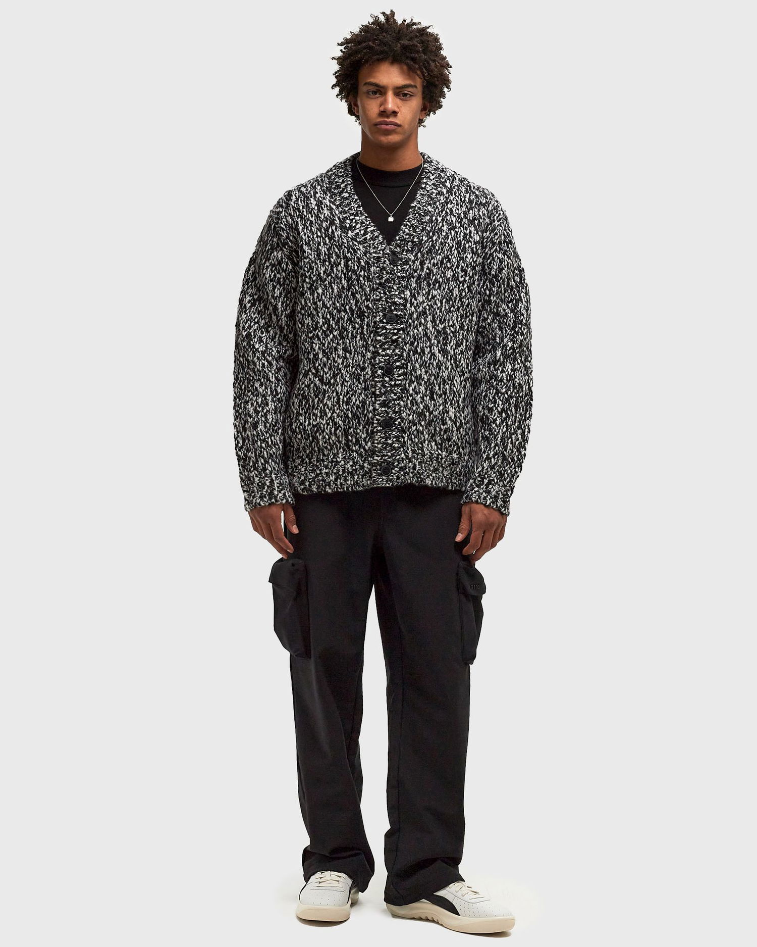 Sweater CLOSED Black & White Speckled Button-Up Cardigan Svart | C86758-94A-22-100, 1