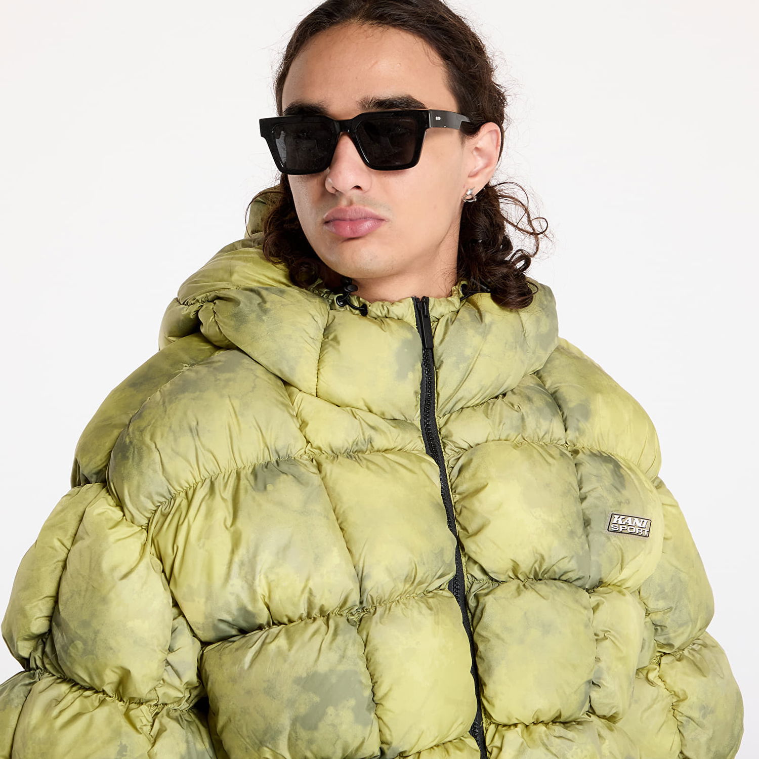 Pufferjacka Karl Kani Jacket Sport Patch Square Quilted Puffer Jacket Lime Green L Gul | 60760018, 1