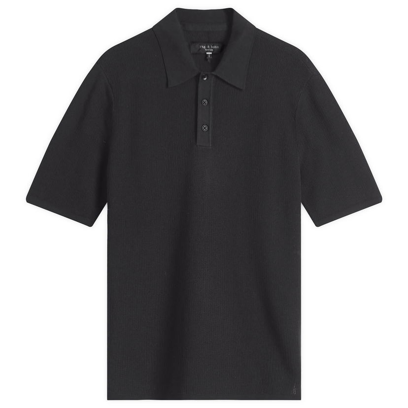 Polotröja rag & bone Rag & Bone Harvey Knit Polo Shirt, Large Svart | MBS22S018KI18-BLK