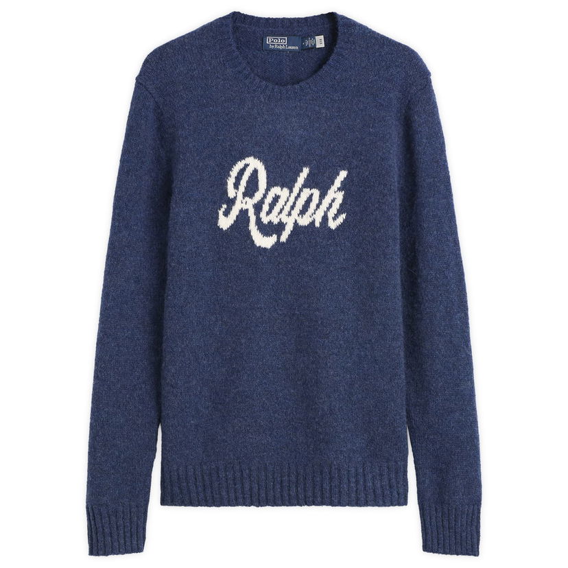 Sweater Polo by Ralph Lauren Authentic Cursive Ralph Logo Knit Jumper Blå | 710979098001-BLU