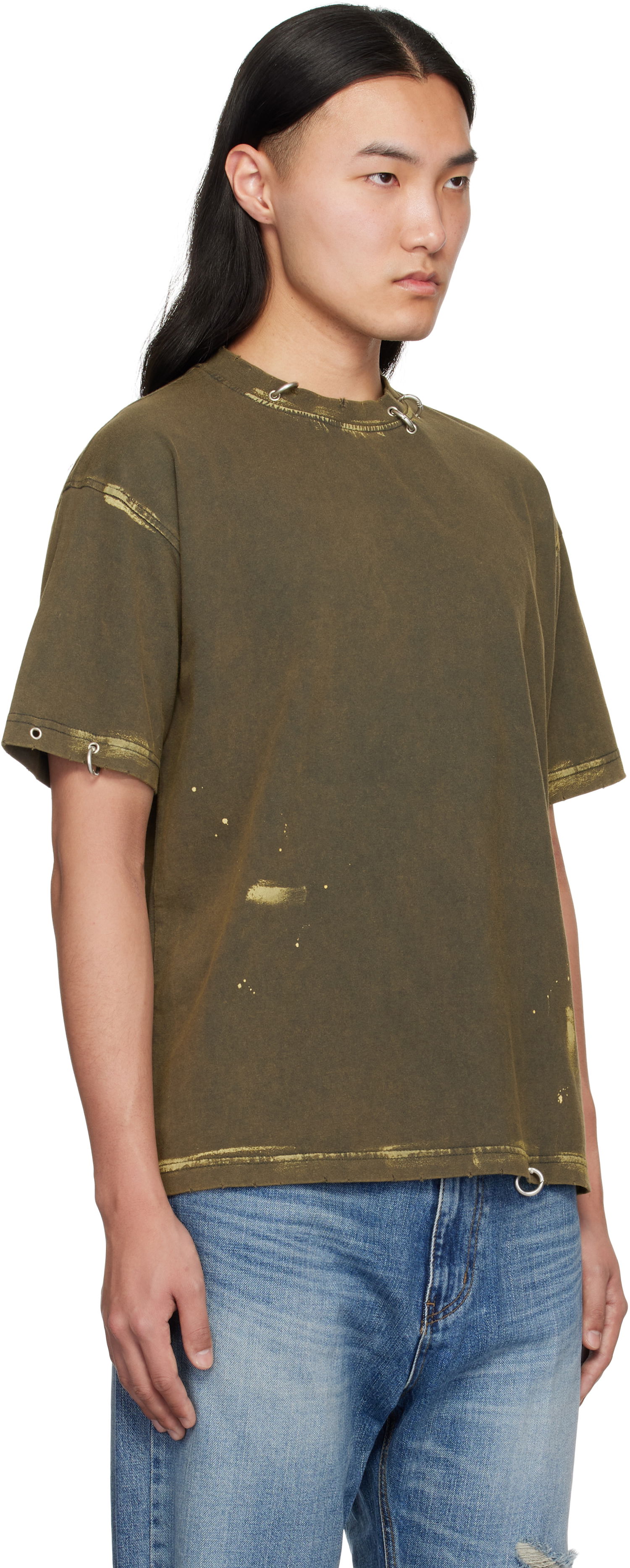 T-shirt We11done We11done Pierced T-Shirt Grön | WD-TT0-25-770-U-CH, 1